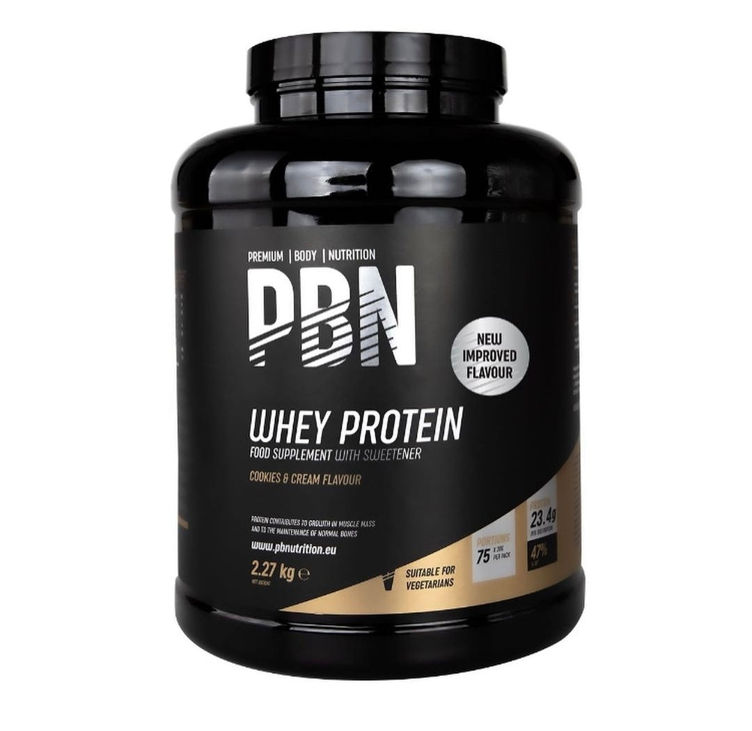 PBN išrūgų baltymaPBN Whey baltymai 2.27kg Sausainių ir grietinėlės (Cookies & Cream) Skonio