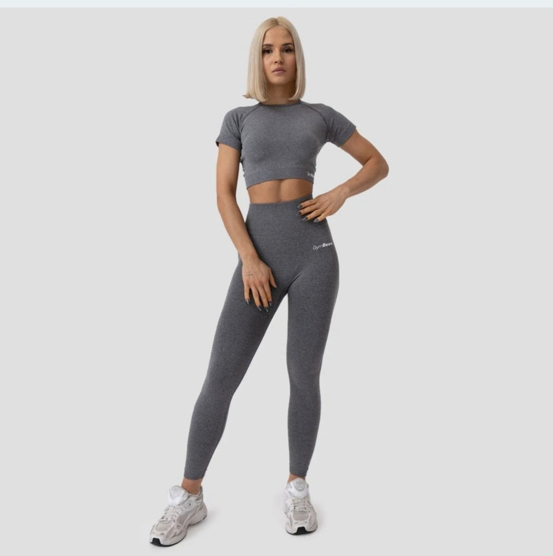 GymBeam Flo Pilka Crop Top Palaidinė