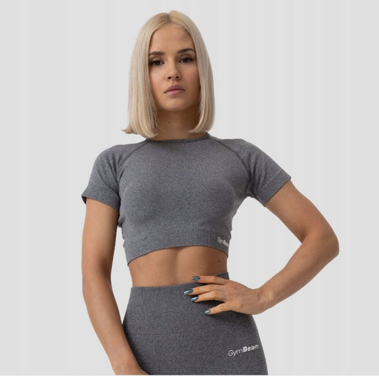 GymBeam Flo Pilka Crop Top Palaidinė