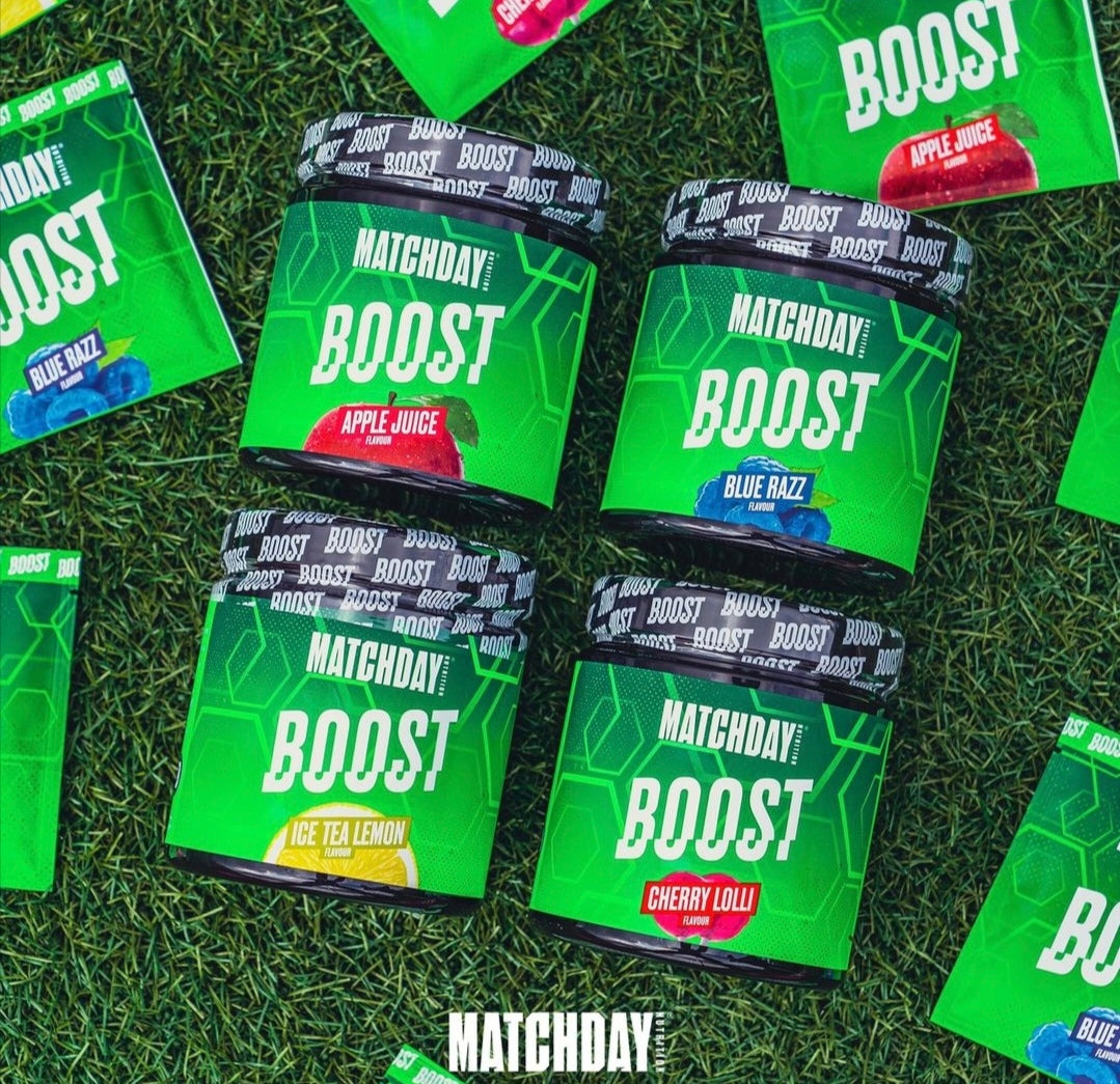 MATCHDAY NUTRITION BOOST Blue Razz Booster preworkout stimuliatorius 