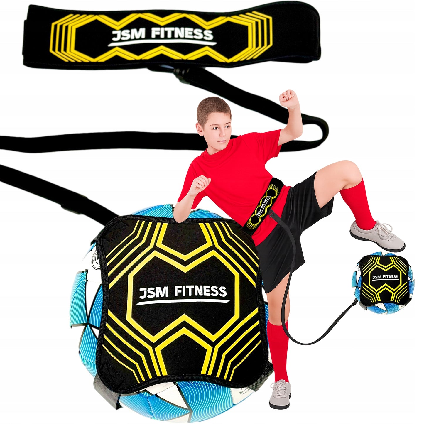 Futbolo treniruočių rinkinys JSM FITNESS® – treniruoklio diržas su guma futbolo technikos lavinimui