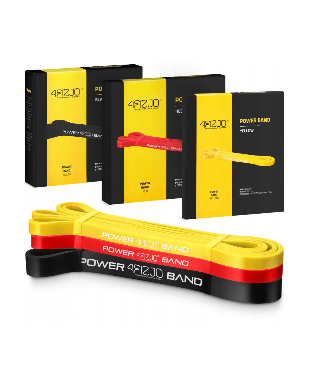 POWER BAND 4FIZJO ilgų treniruočių gumų rinkinys, 3 vnt.