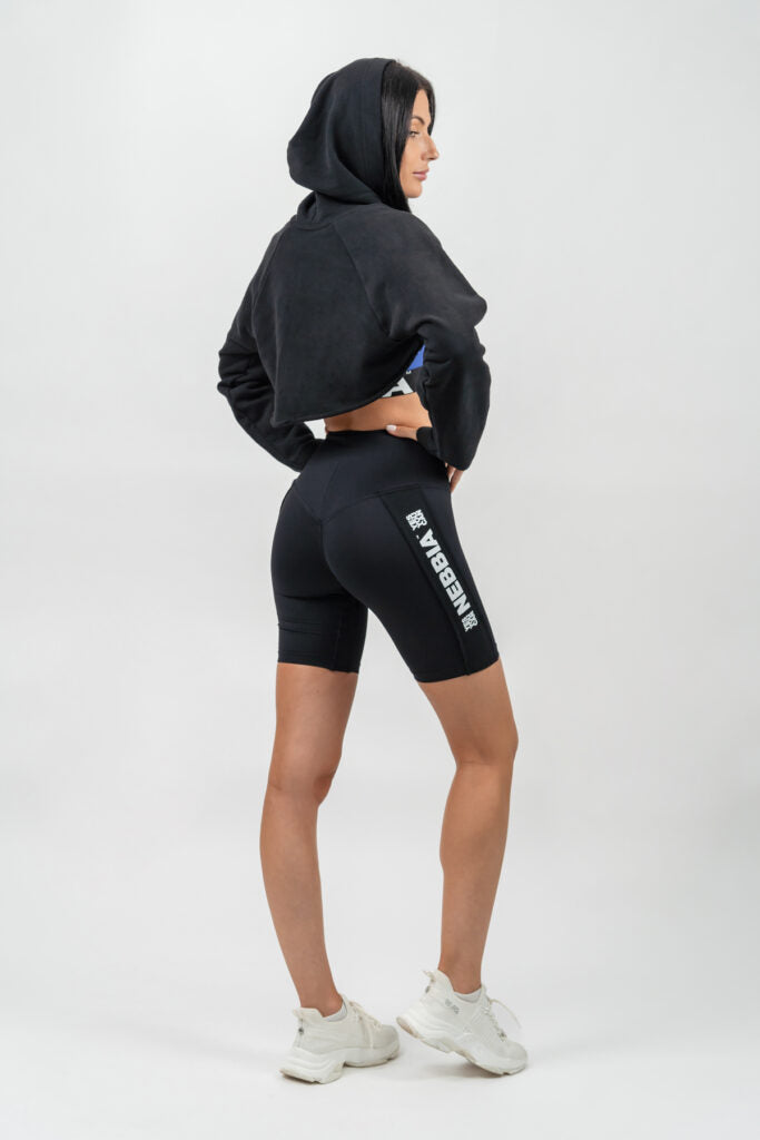 NEBBIA Cropped Hoodie GYM TIME Džemperis, Juodas
