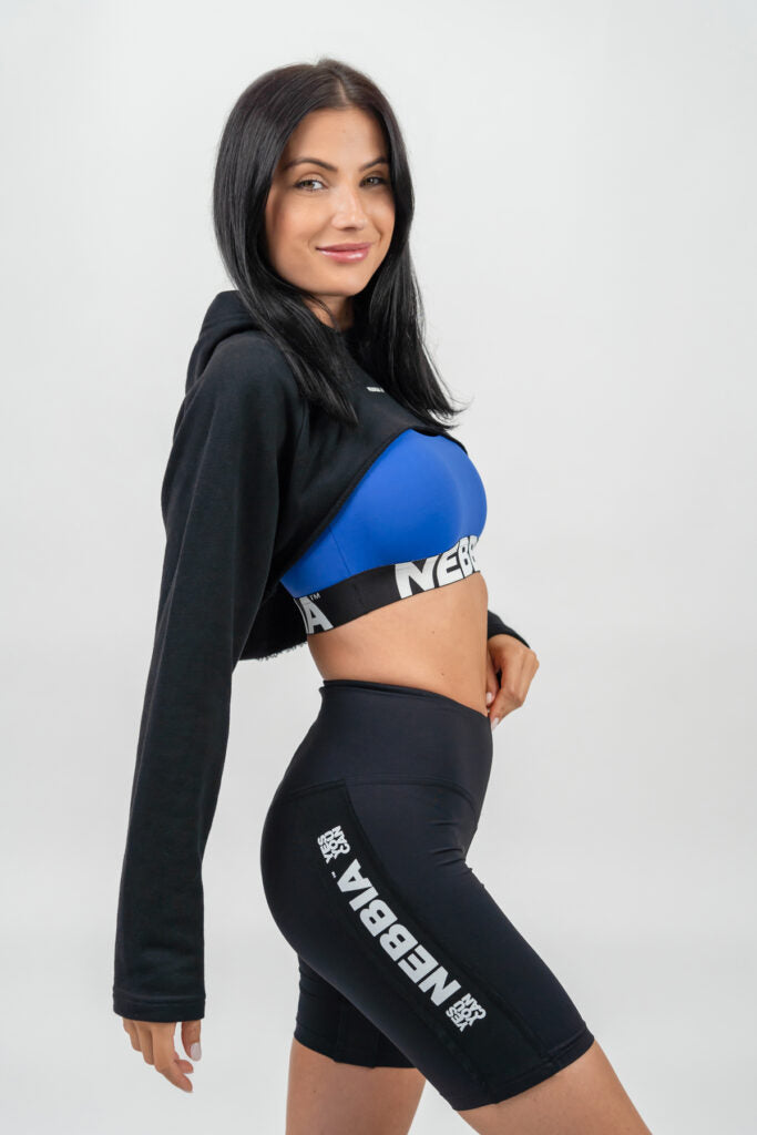 NEBBIA Cropped Hoodie GYM TIME Džemperis, Juodas