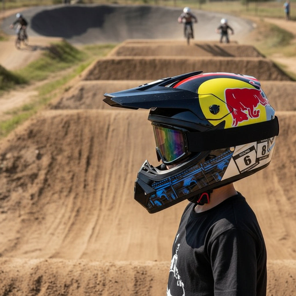 Enduro Shell ABS BMX uždaras šalmas + 1 akinių pora