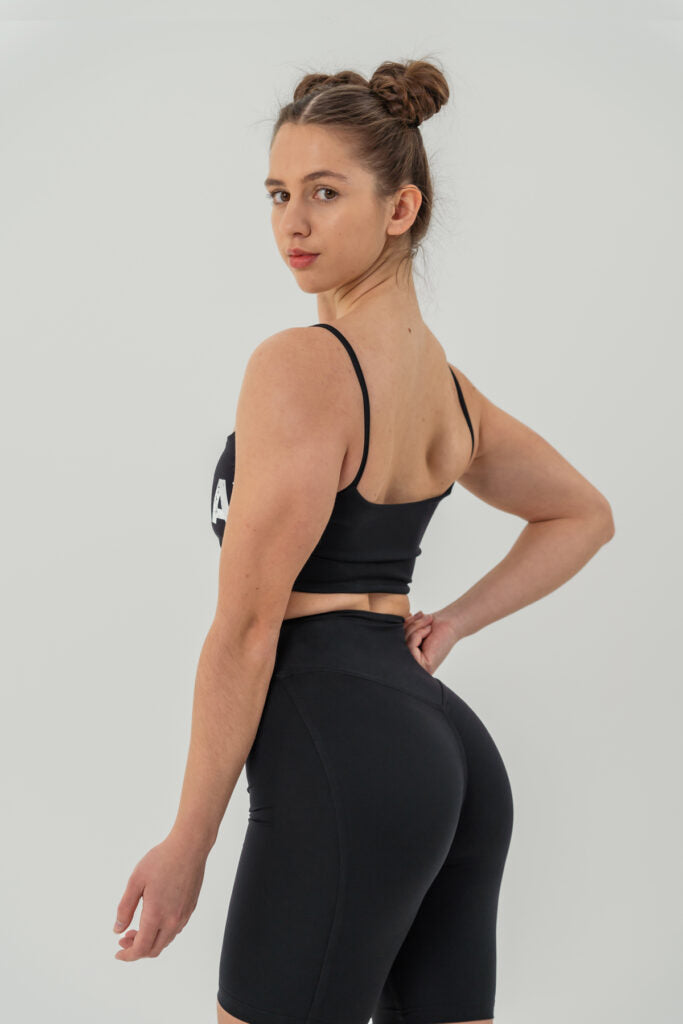 NEBBIA High waisted leggings shorts 9″ SNATCHED šortai, juodi