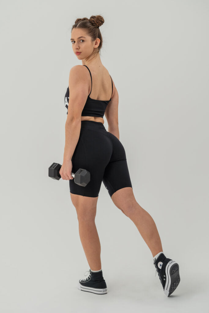NEBBIA High waisted leggings shorts 9″ SNATCHED šortai, juodi