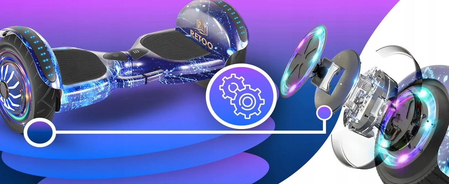 Retoo LED šviečiantis ir grojantis elektrinis riedis 10"