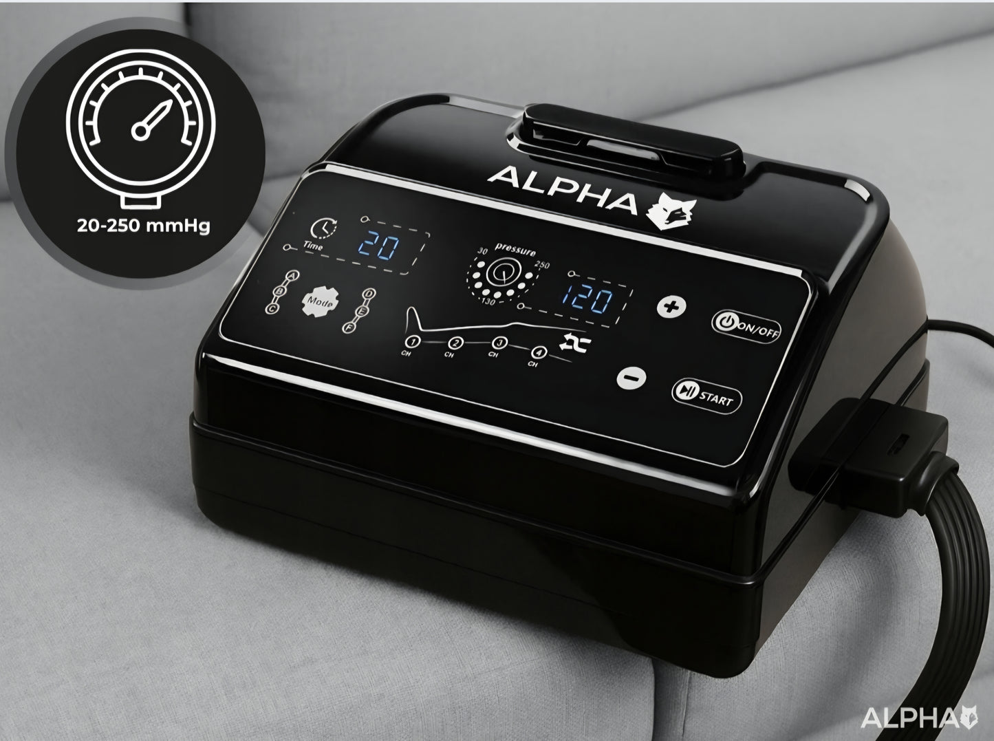 Alpha AMP-04 – automatinio limfodrenažo aparatas / masažuoklis kojoms