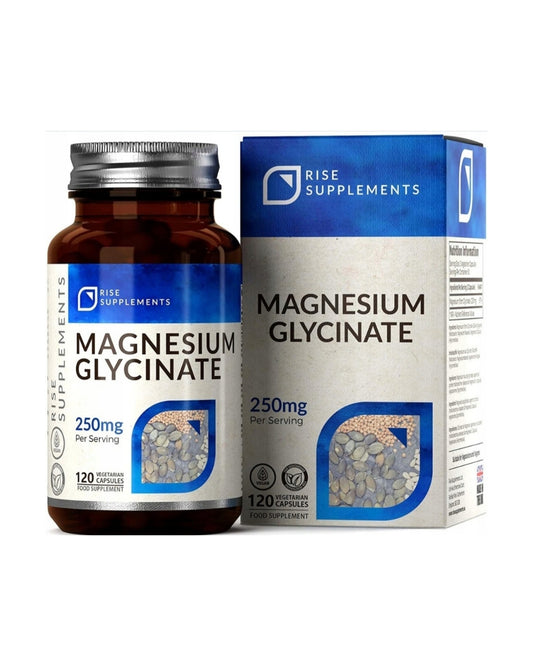 Rise Supplements Magnio glicinatas 120 kaps. 250 mg vienoje porcijoje 
