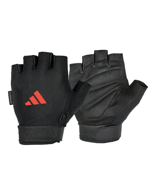 Treniruočių pirštinės ADIDAS Essential Adjustable juodos su raudonu logotipu