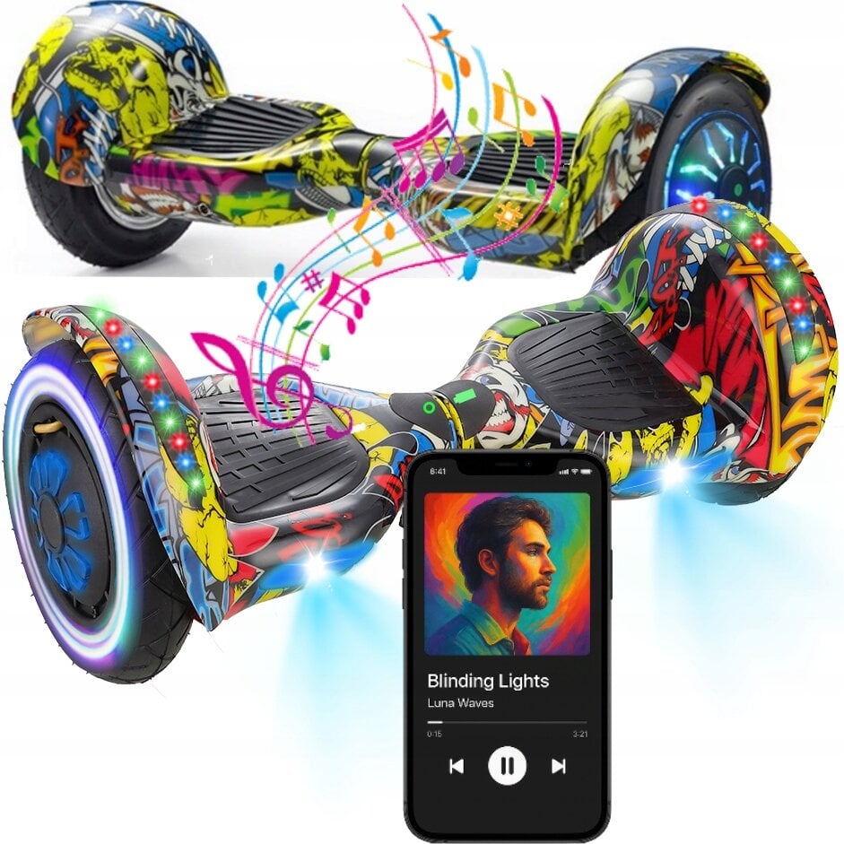 Elektrinė riedlentė / riedis LED BLUETOOTH su garsiakalbiu