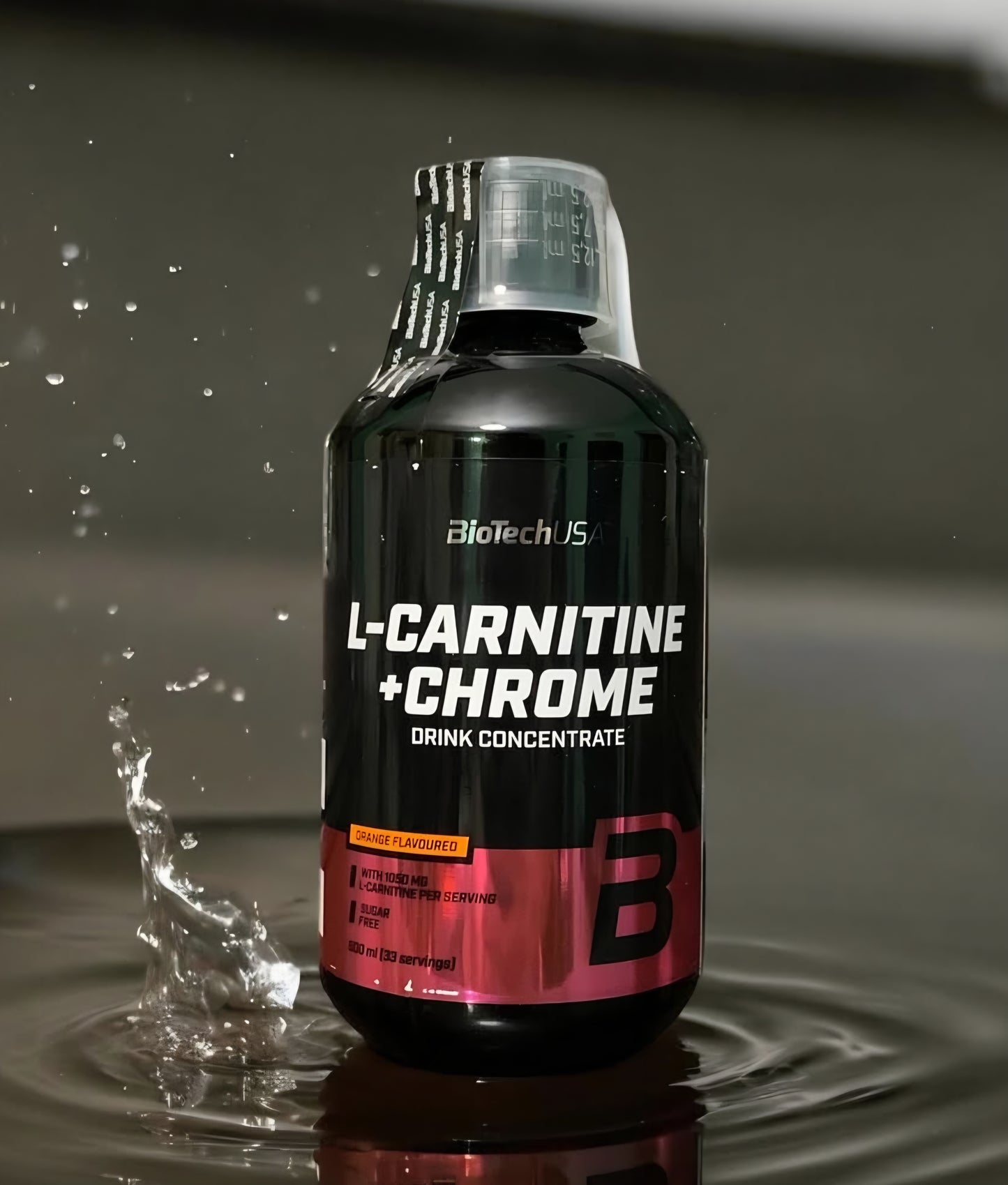 BioTech L-karnitinas + chromas 500 ml karnitino chromo, apelsinų skonio
