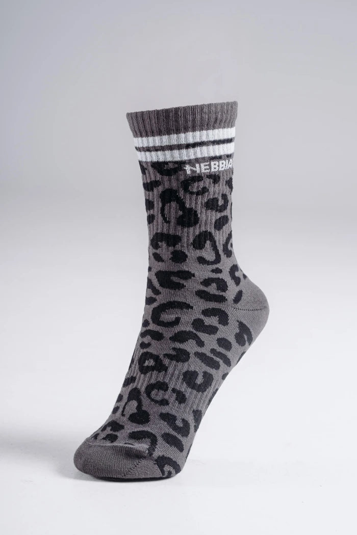 NEBBIA Crew Primal  Leopard Kojinės, juodos