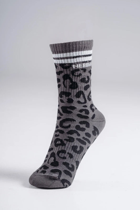 NEBBIA Crew Primal  Leopard Kojinės, juodos