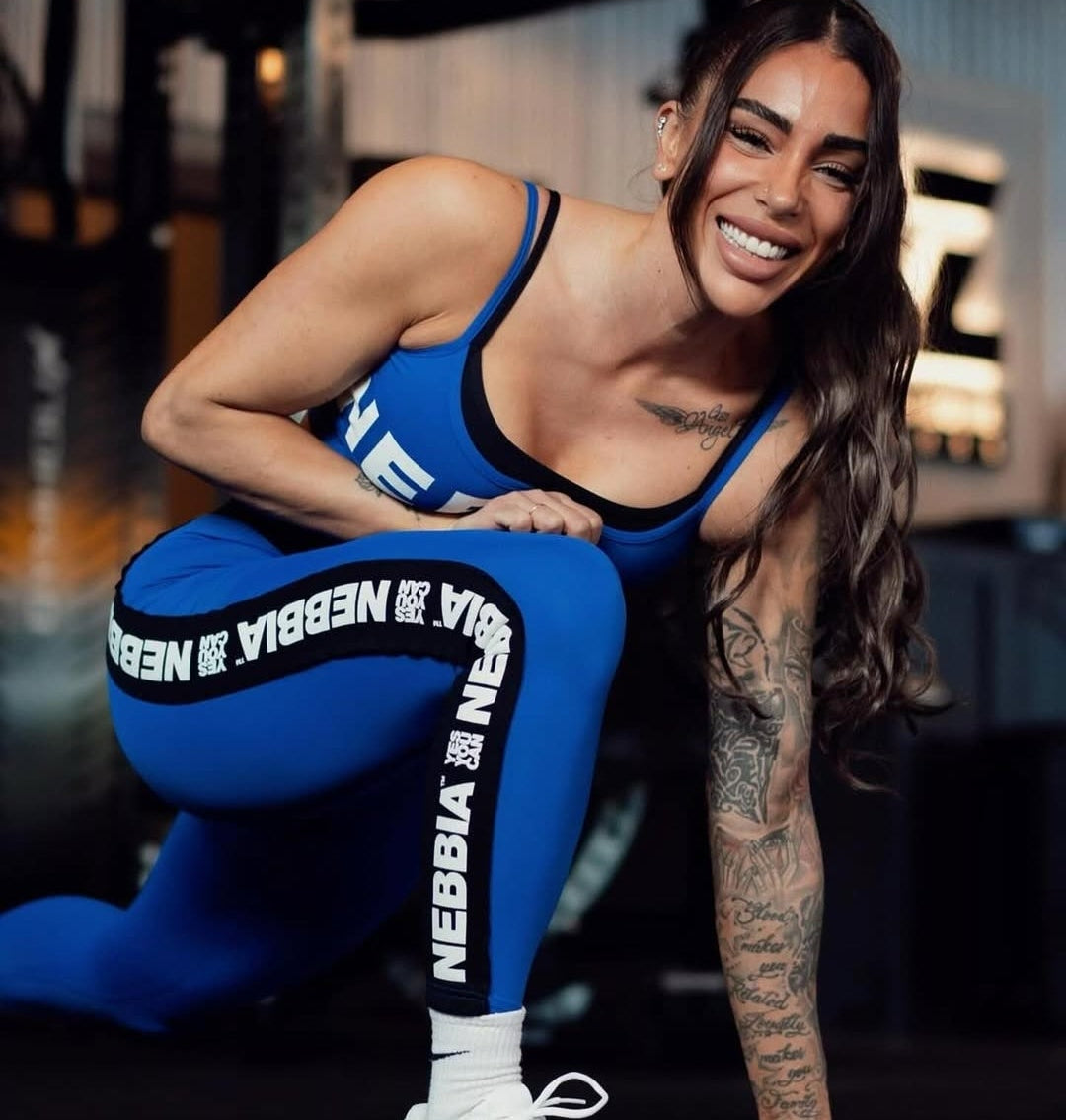 NEBBIA Side Stripe Tamprės auštu liemeniu, mėlynos