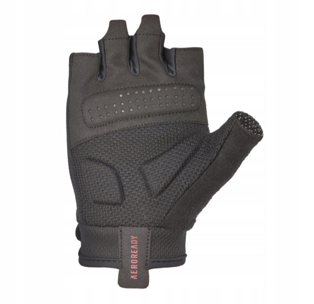 Treniruočių pirštinės ADIDAS Essential Adjustable juodos su rožiniu logotipu