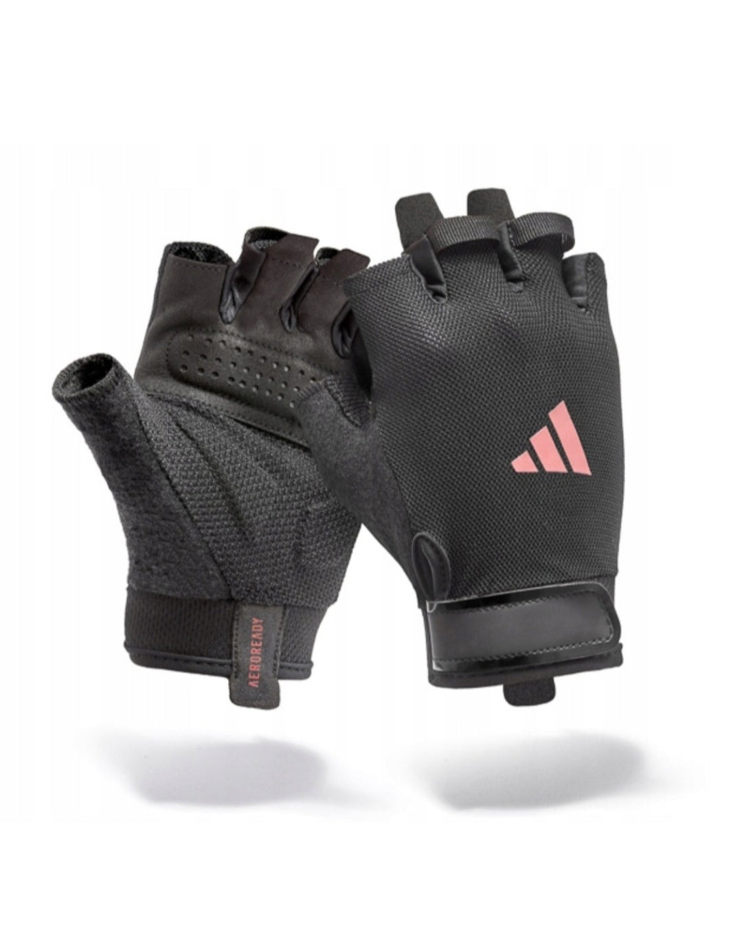 Treniruočių pirštinės ADIDAS Essential Adjustable juodos su rožiniu logotipu