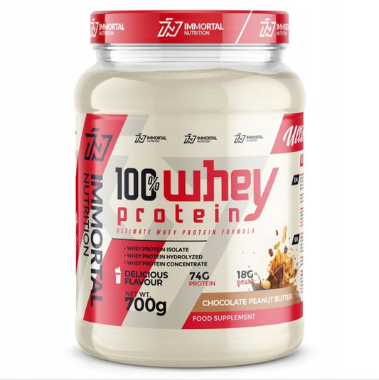 IMMORTAL 100% WHEY PROTEIN WPC WPI WPH Baltymai 700g Šokolado ir Riešutų sviesto