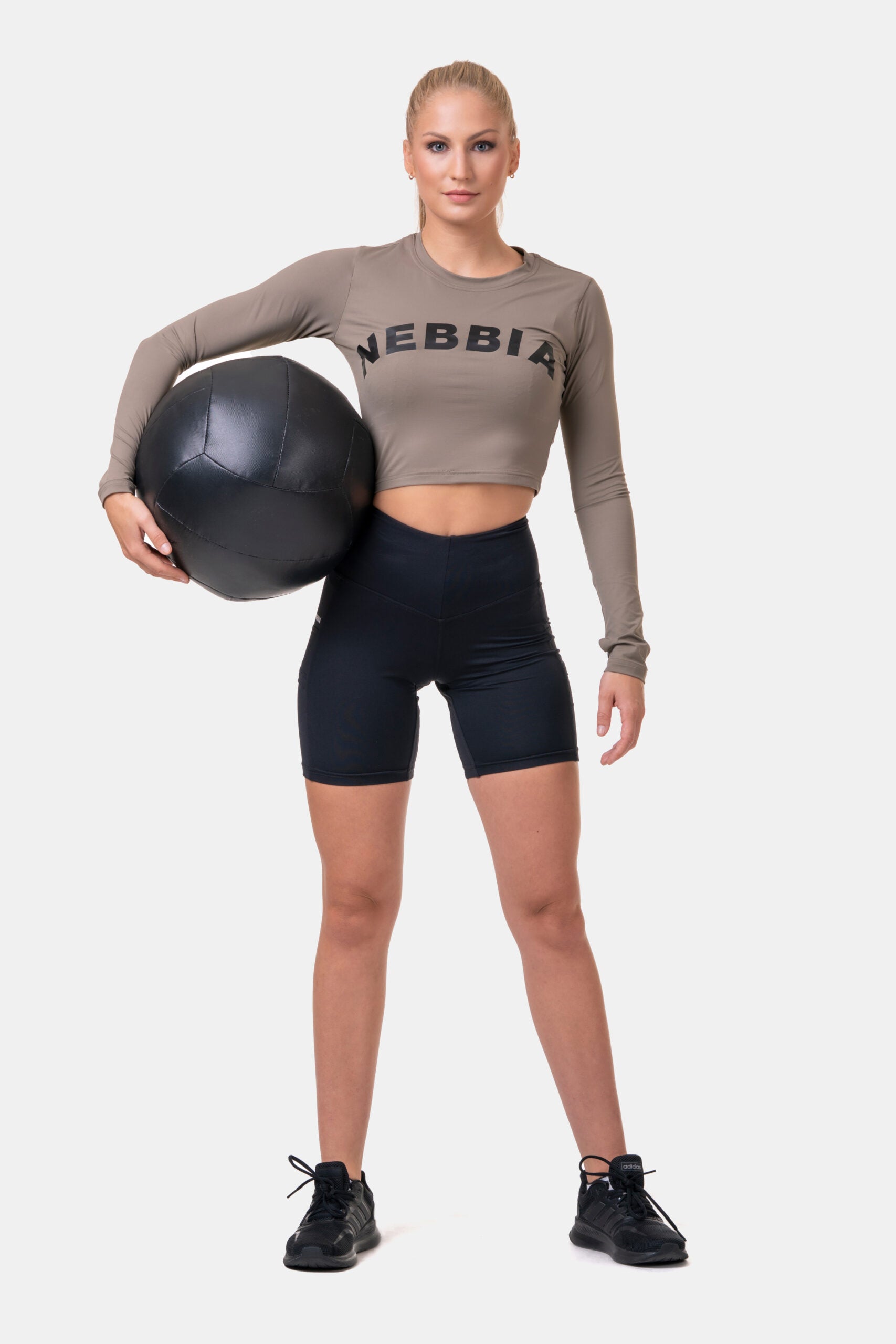 NEBBIA Thumbhole Crop Top Palaidinė, Rusva