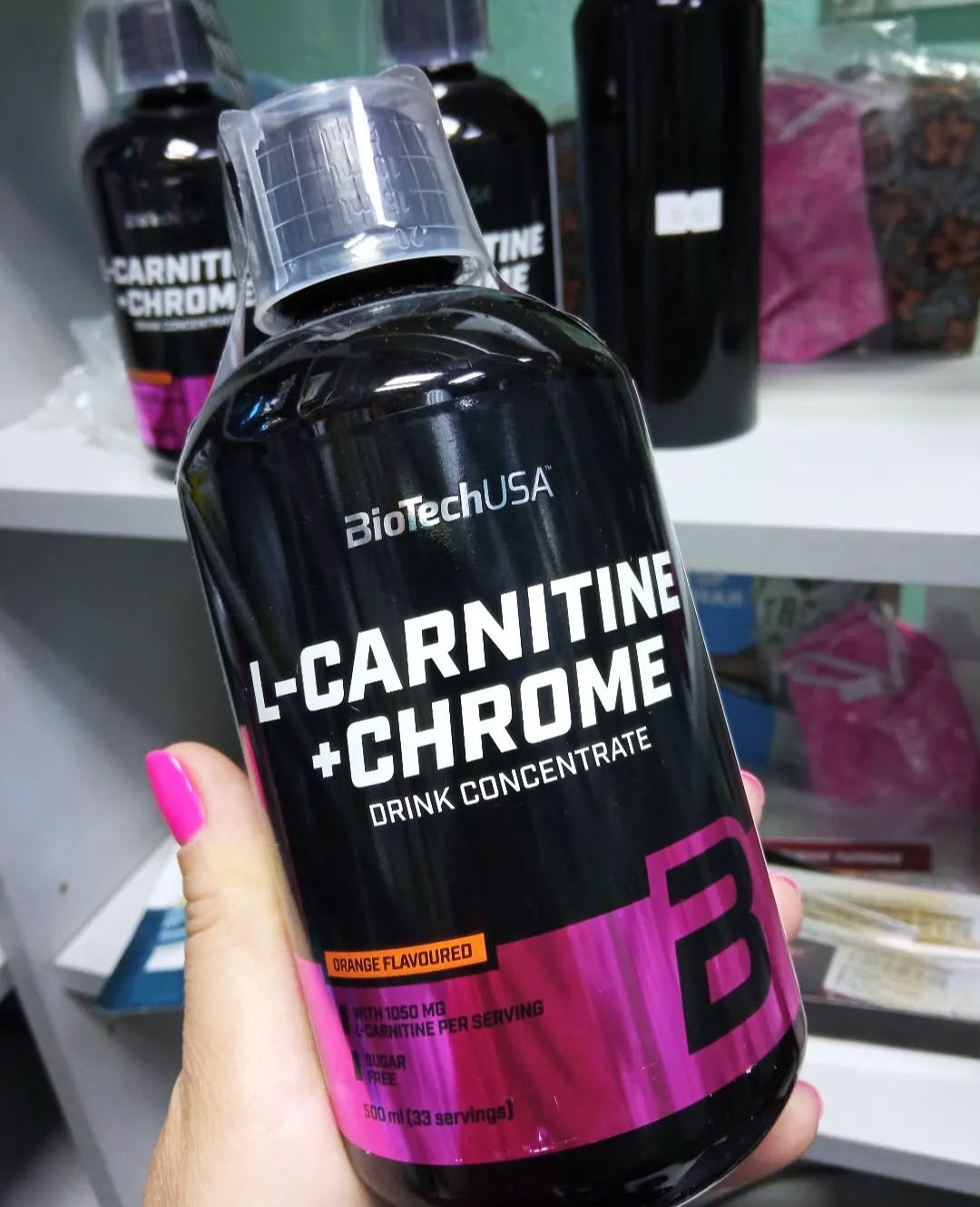 BioTech L-karnitinas + chromas 500 ml karnitino chromo, apelsinų skonio