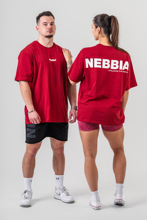 Nebbia Essentials Unisex Oversize Marškinėliai, Raudon