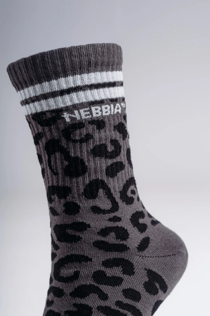 NEBBIA Crew Primal  Leopard Kojinės, juodos
