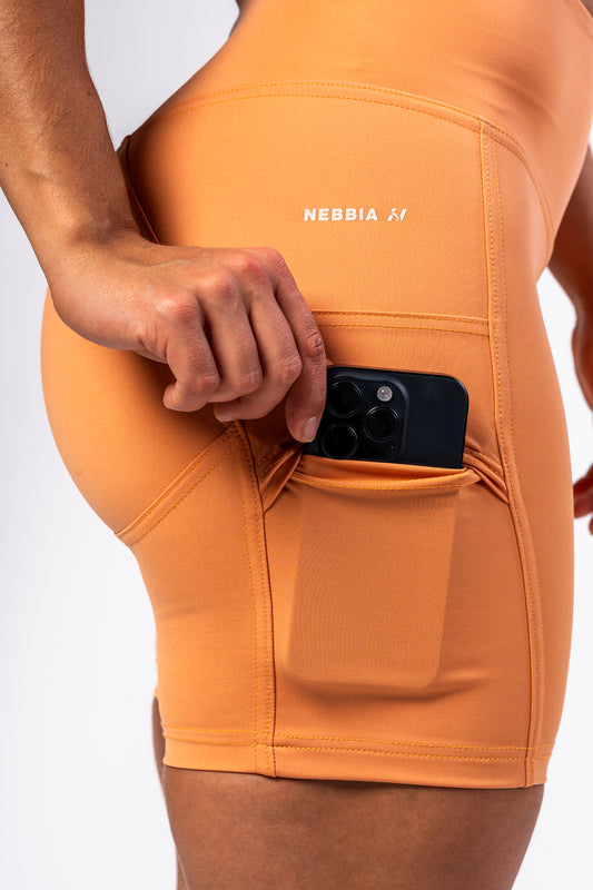 NEBBIA ELITE Green Biker šortai, oranžiniai