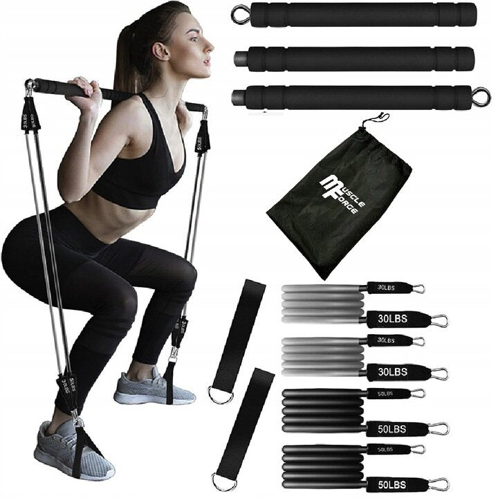 MuscleForge® prisitraukimo strypas su pasipriešinimo juostomis