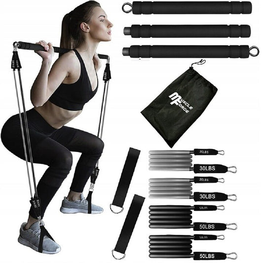 MuscleForge® prisitraukimo strypas su pasipriešinimo juostomis