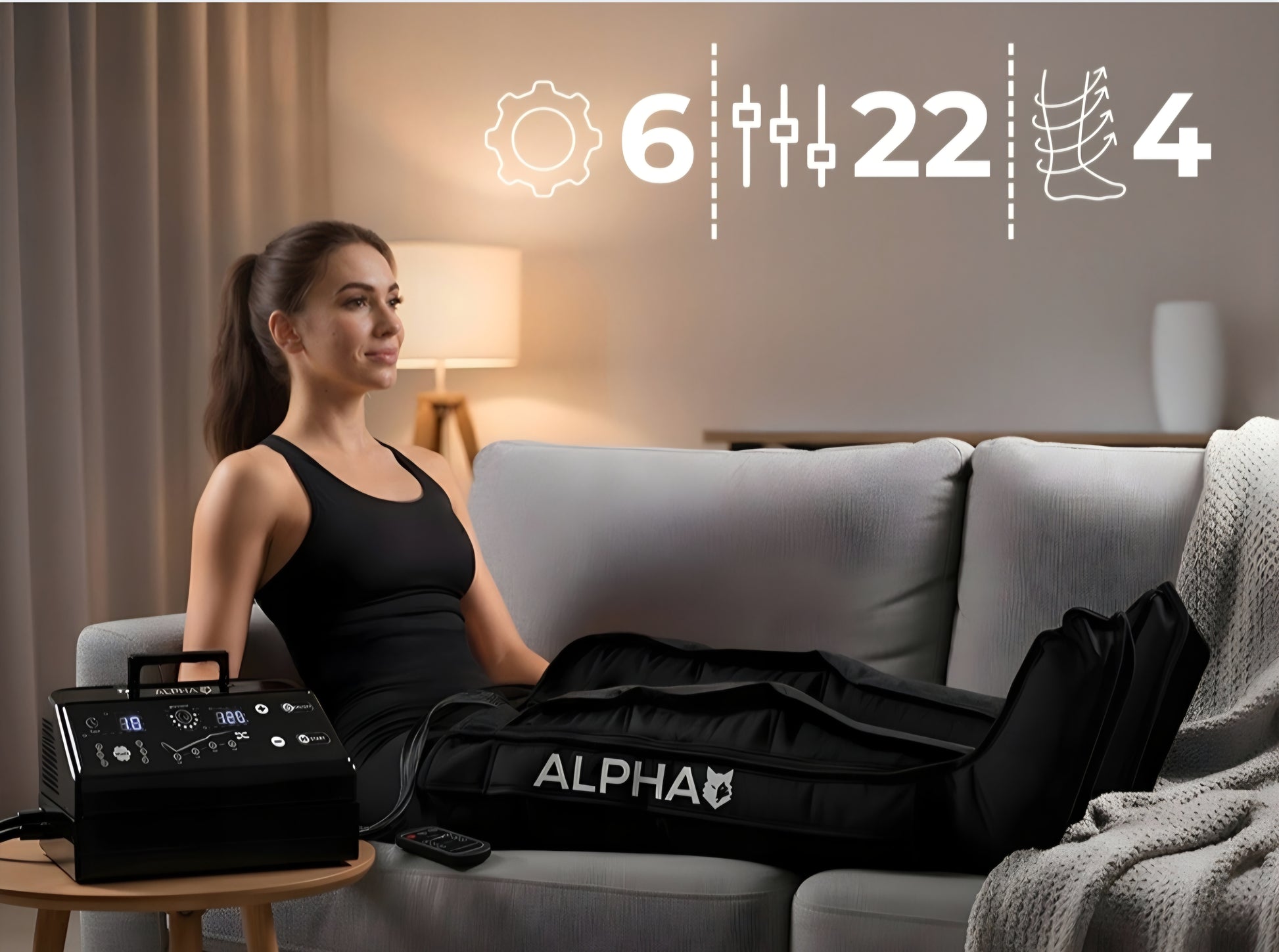 Alpha AMP-04 – automatinio limfodrenažo aparatas / masažuoklis kojoms