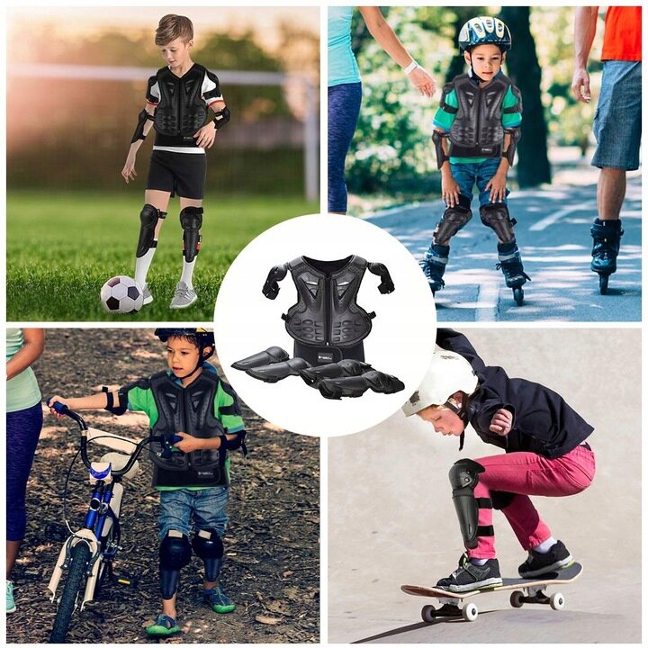Šarvų rinkinys 5–13 metų vaikams apsaugos motokrosui, riedučiams, BMX, keturračiui